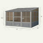 EROMMY 10X12 Wall Mounted Sunroom with Prefabricated 4-season Design – Grey