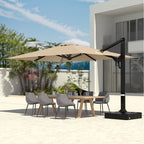 EROMMY 10 x 13 Outdoor Large Offset Umbrella, Base Excluded - Brown