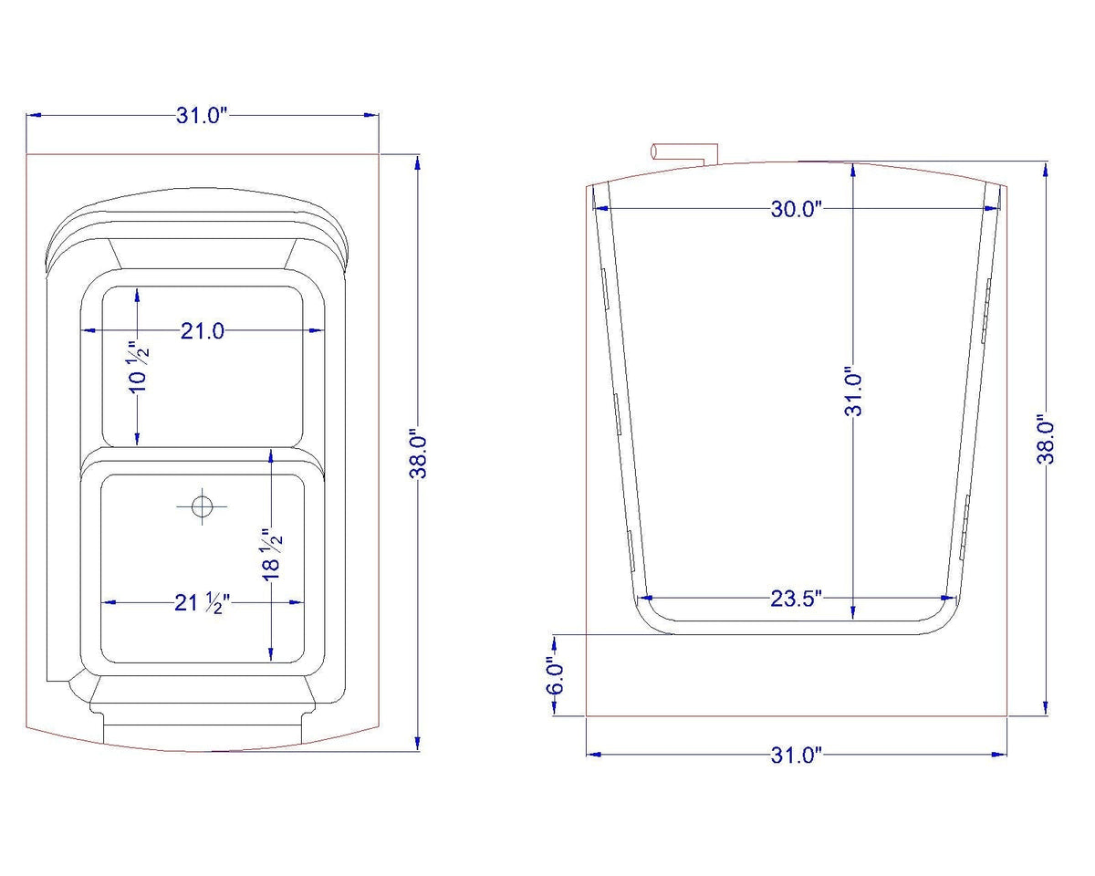 Avora Bath Walk in Right Hand Soaker Tub 38X33X38