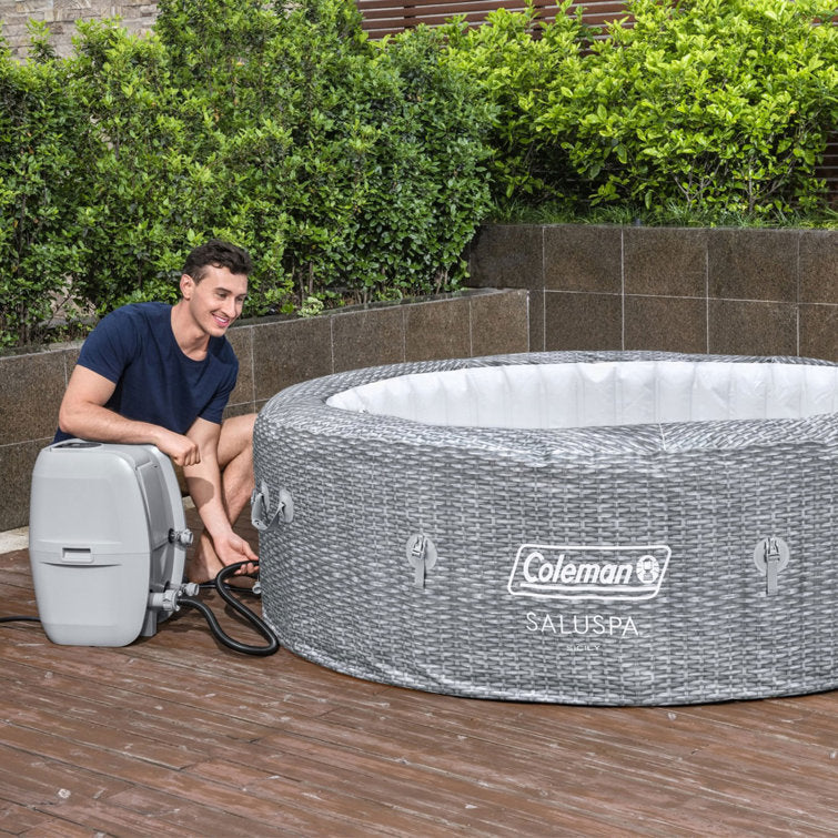 Bestway Coleman Sicily Airjet Inflatable Hot Tub With Energysense Cover, Grey