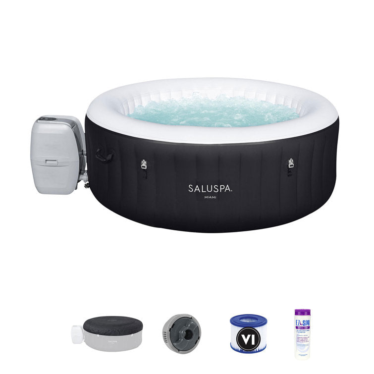Bestway Saluspa Miami 4-Person Inflatable Hot Tub Spa W/ Spa Chemical Treatment