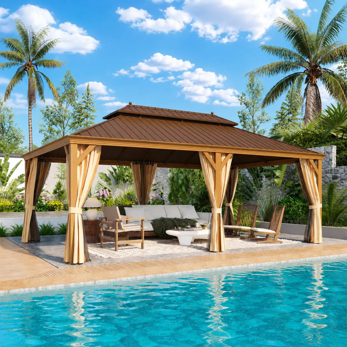 EROMMY 14X20 Outdoor Rectangle Gazebo with Canopy for Patio