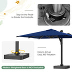 EROMMY 10 x 10 Outdoor Square Offset Umbrella with Sturdy Frame, Base Excluded - Navy