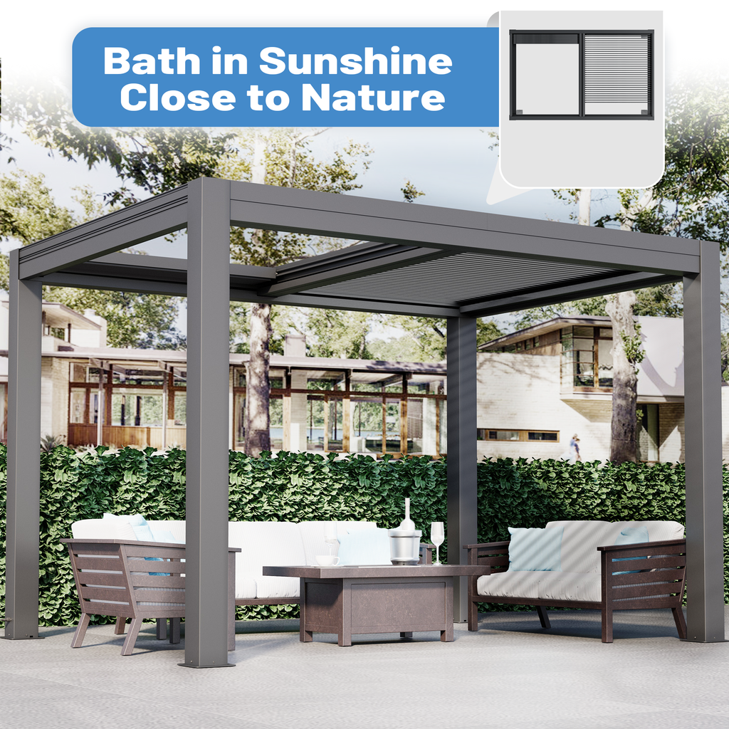 EROMMY 10x13 Smart Electric Pergola with Movable Louvers