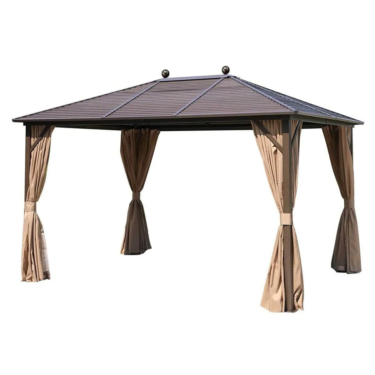 EROMMY 10' x 13' Hardtop Gazebo Hardtop Gazebo, Outdoor Galvanized Steel Canopy, Aluminum Furniture with Netting for Garden, Patio