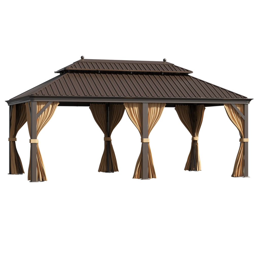 EROMMY 12X20 Hardtop Gazebo with Netting for Deck and Patio