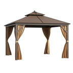 EROMMY 12' x 12' Hardtop Gazebo Canopy Galvanized Steel Pergolas with Netting & Curtains
