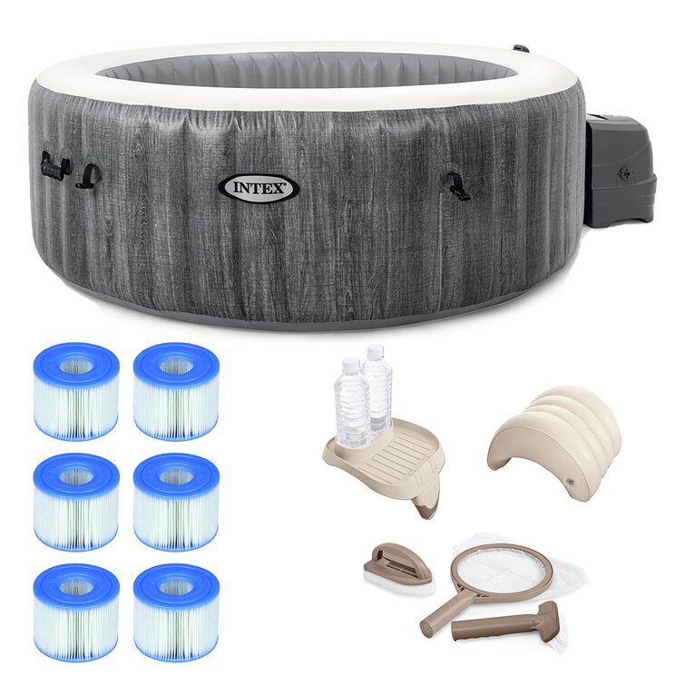 Intex Greywood Deluxe 4 Person Inflatable Hot Tub Bubble Jet Spa