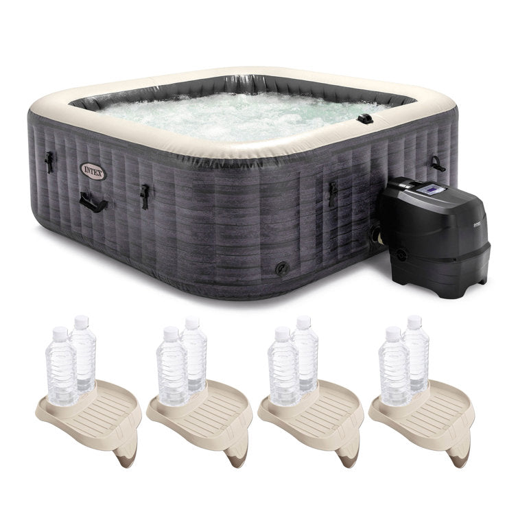 Intex PureSpa Plus Graystone Inflatable Hot Tub, 94 x 28″, w/ Cup Holder 4-Pack