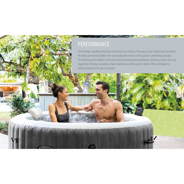 Intex Purespa 4 Person Inflatable Portable Heated Jet Hot Tub & Cover Package