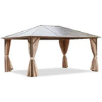 EROMMY 12' x 16' Hardtop Gazebo, Outdoor Polycarbonate Roof Canopy, Aluminum Frame Permanent Pavilion, Sunshade