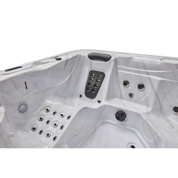 Luxury Spas 5 – Person 52 – Jet Acrylic Square Hot Tub with Ozonator in Gray