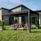 14×12 Trenton Modern Steel Pergola With Sail Shade Soft Canopy