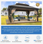 EROMMY 12X22 Gazebo with Double Galvanized Steel Roof
