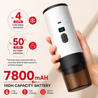 Premium 15 Bar Portable Espresso Machine Wireless Coffee Maker 3 in 1 Capsule Ground Self Heating Rechargeable Travel Espresso Coffee Maker