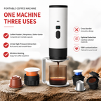 Premium 15 Bar Portable Espresso Machine Wireless Coffee Maker 3 in 1 Capsule Ground Self Heating Rechargeable Travel Espresso Coffee Maker