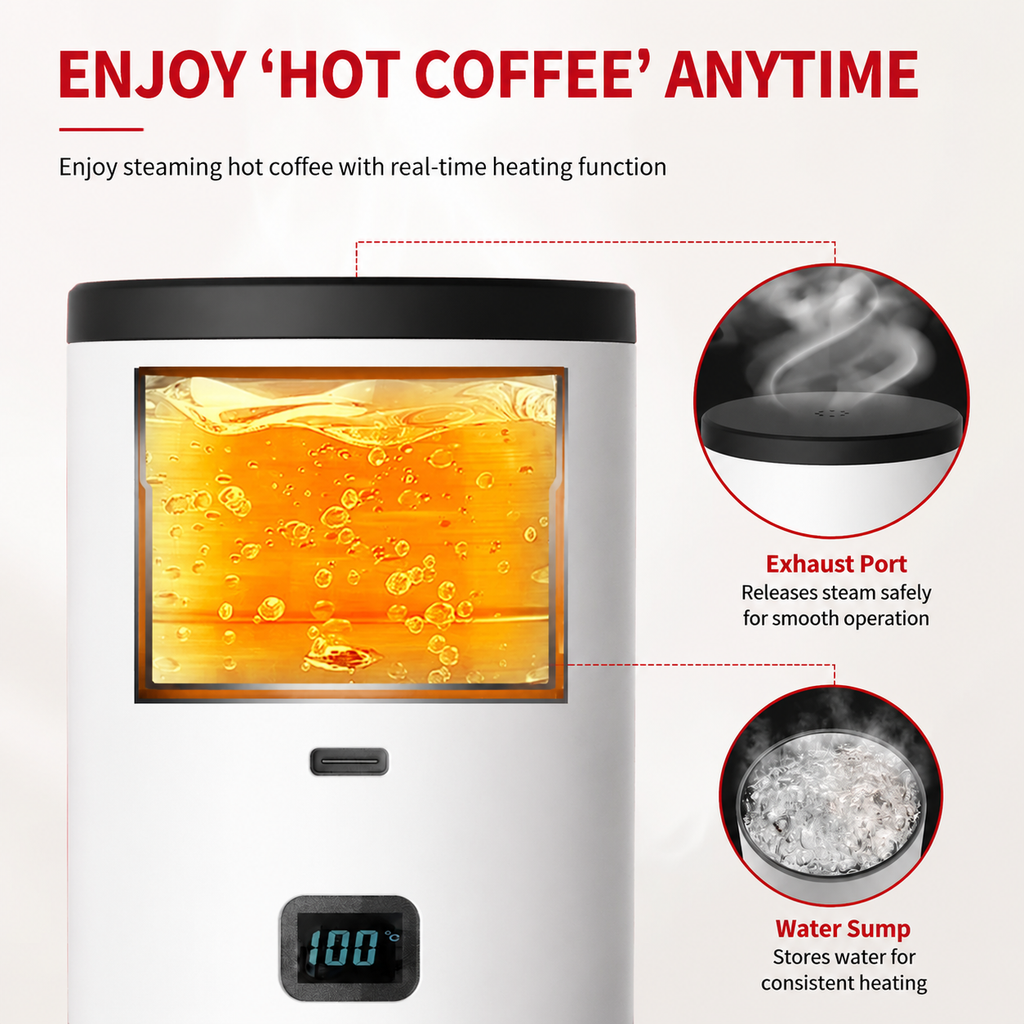 Premium 15 Bar Portable Espresso Machine Wireless Coffee Maker 3 in 1 Capsule Ground Self Heating Rechargeable Travel Espresso Coffee Maker