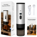 Premium 15 Bar Portable Espresso Machine Wireless Coffee Maker 3 in 1 Capsule Ground Self Heating Rechargeable Travel Espresso Coffee Maker
