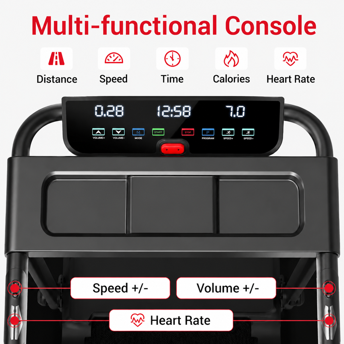Premium 15% Incline Folding Treadmill 3.0HP Quiet Brushless Motor Dual Cushion Shock Absorption LED Display Home Cardio Walking Machine