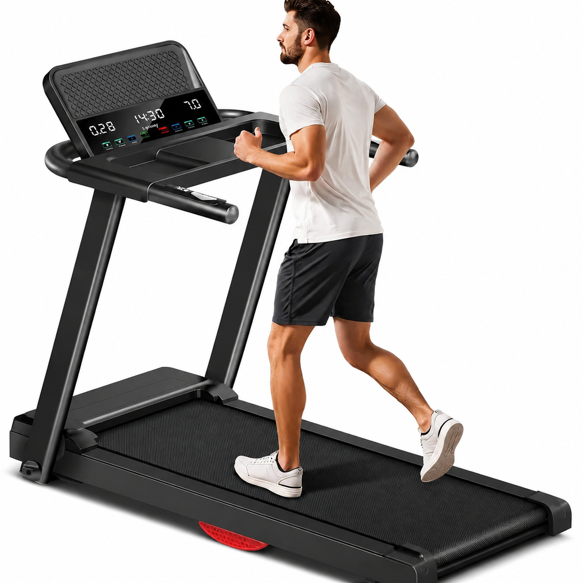Premium 15% Incline Folding Treadmill 3.0HP Quiet Brushless Motor Dual Cushion Shock Absorption LED Display Home Cardio Walking Machine