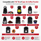 Premium 19 Bar Fully Automatic Italian Coffee Machine 1450W Espresso Maker Multi System Capsule Powder One Touch Coffee Brewer Home Office Use