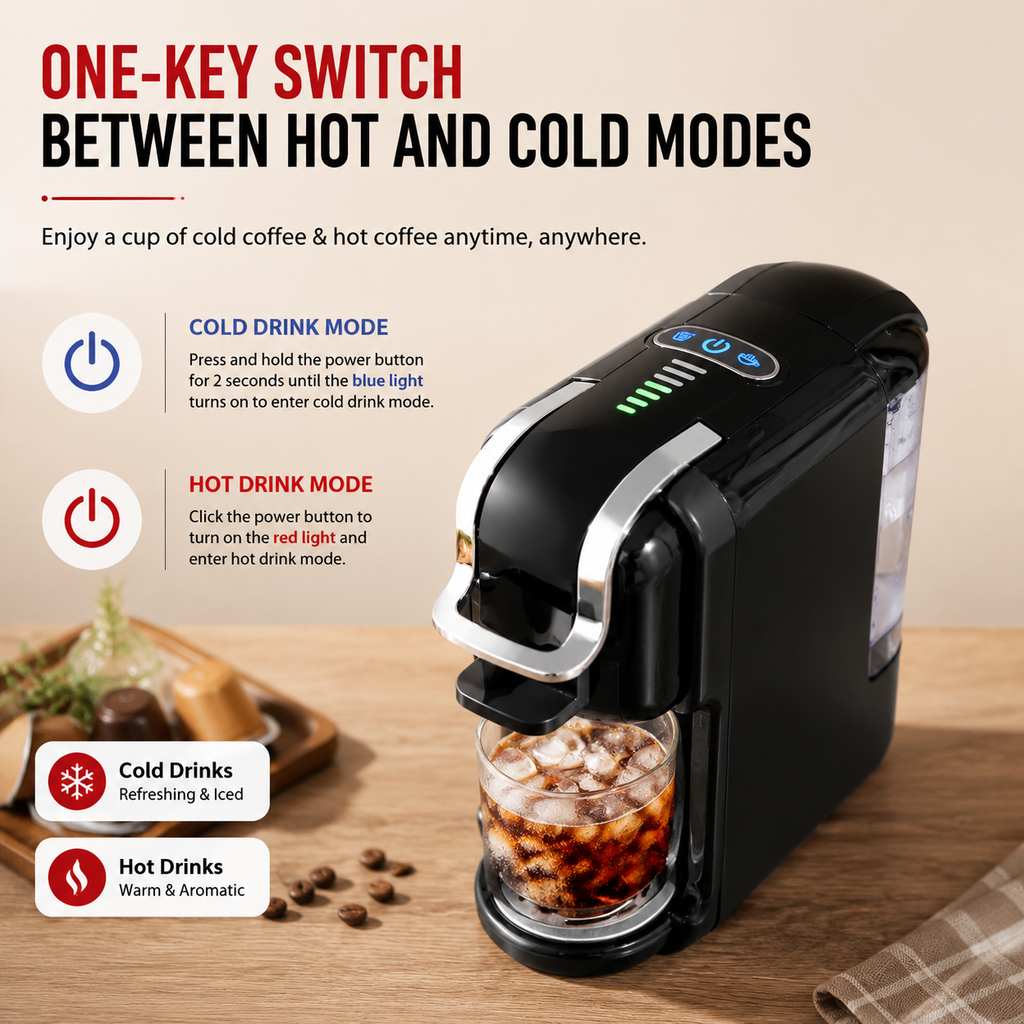 Premium 19 Bar Fully Automatic Italian Coffee Machine 1450W Espresso Maker Multi System Capsule Powder One Touch Coffee Brewer Home Office Use