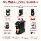 Premium 19 Bar Fully Automatic Italian Coffee Machine 1450W Espresso Maker Multi System Capsule Powder One Touch Coffee Brewer Home Office Use
