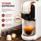 Premium 19 Bar Fully Automatic Italian Coffee Machine 1450W Espresso Maker Multi System Capsule Powder One Touch Coffee Brewer Home Office Use