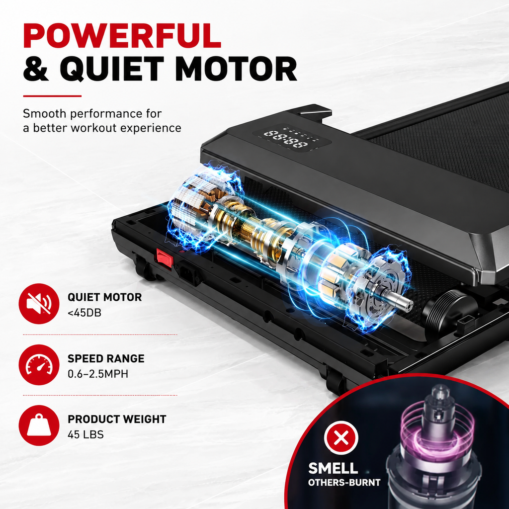Premium 2-in-1 Walking Pad Treadmill Compact Under Desk Electric Treadmill 2.5HP Quiet Motor LED Display Bluetooth Portable Home Office Fitness Machine