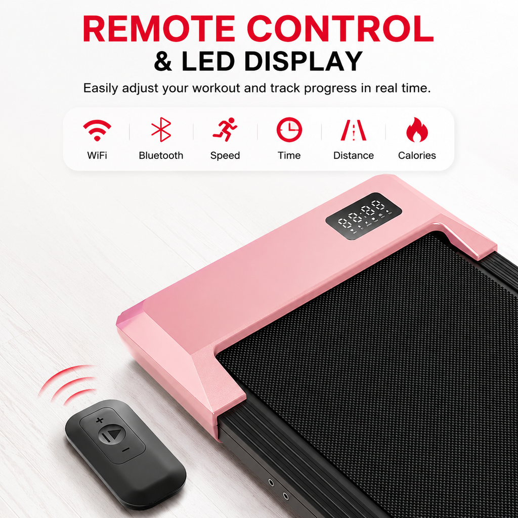 Premium 2-in-1 Walking Pad Treadmill Compact Under Desk Electric Treadmill 2.5HP Quiet Motor LED Display Bluetooth Portable Home Office Fitness Machine