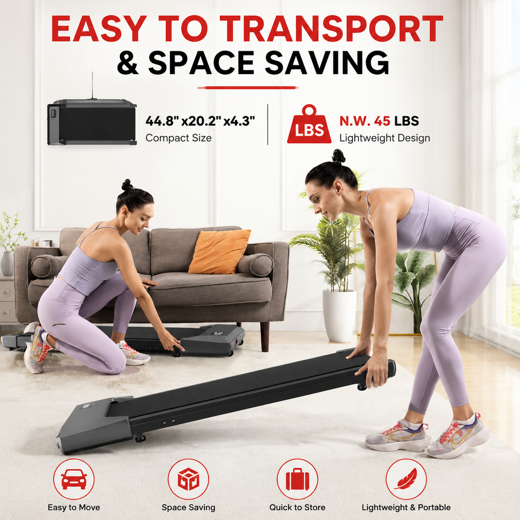 Premium 2-in-1 Walking Pad Treadmill Compact Under Desk Electric Treadmill 2.5HP Quiet Motor LED Display Bluetooth Portable Home Office Fitness Machine