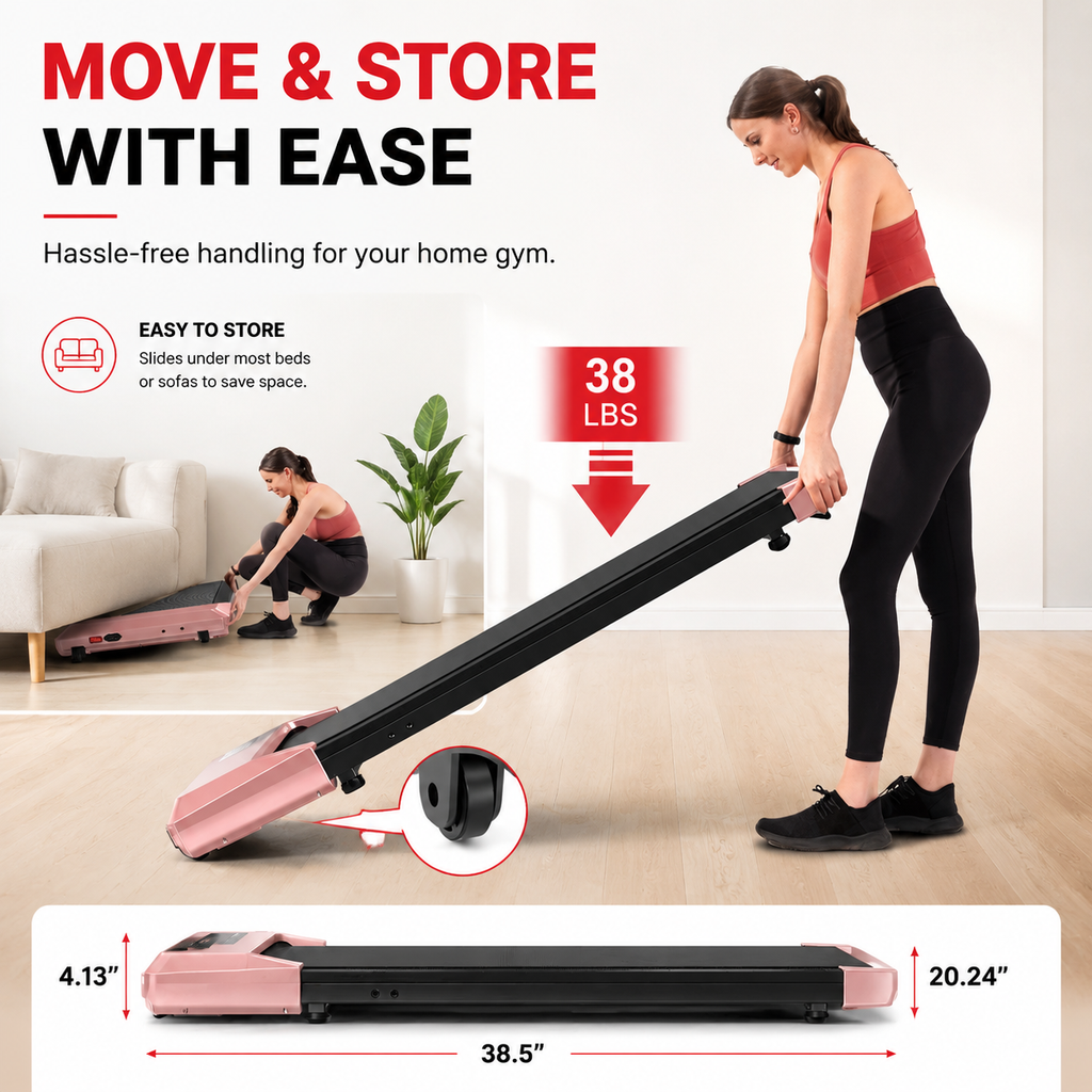 Premium 2-in-1 Walking Pad Treadmill Compact Under Desk Electric Treadmill 2.5HP Quiet Motor LED Display Bluetooth Portable Home Office Fitness Machine