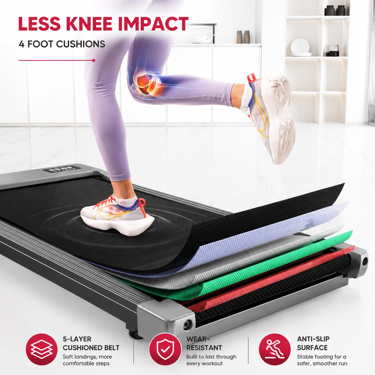 Premium 2-in-1 Walking Pad Treadmill Compact Under Desk Electric Treadmill 2.5HP Quiet Motor LED Display Bluetooth Portable Home Office Fitness Machine