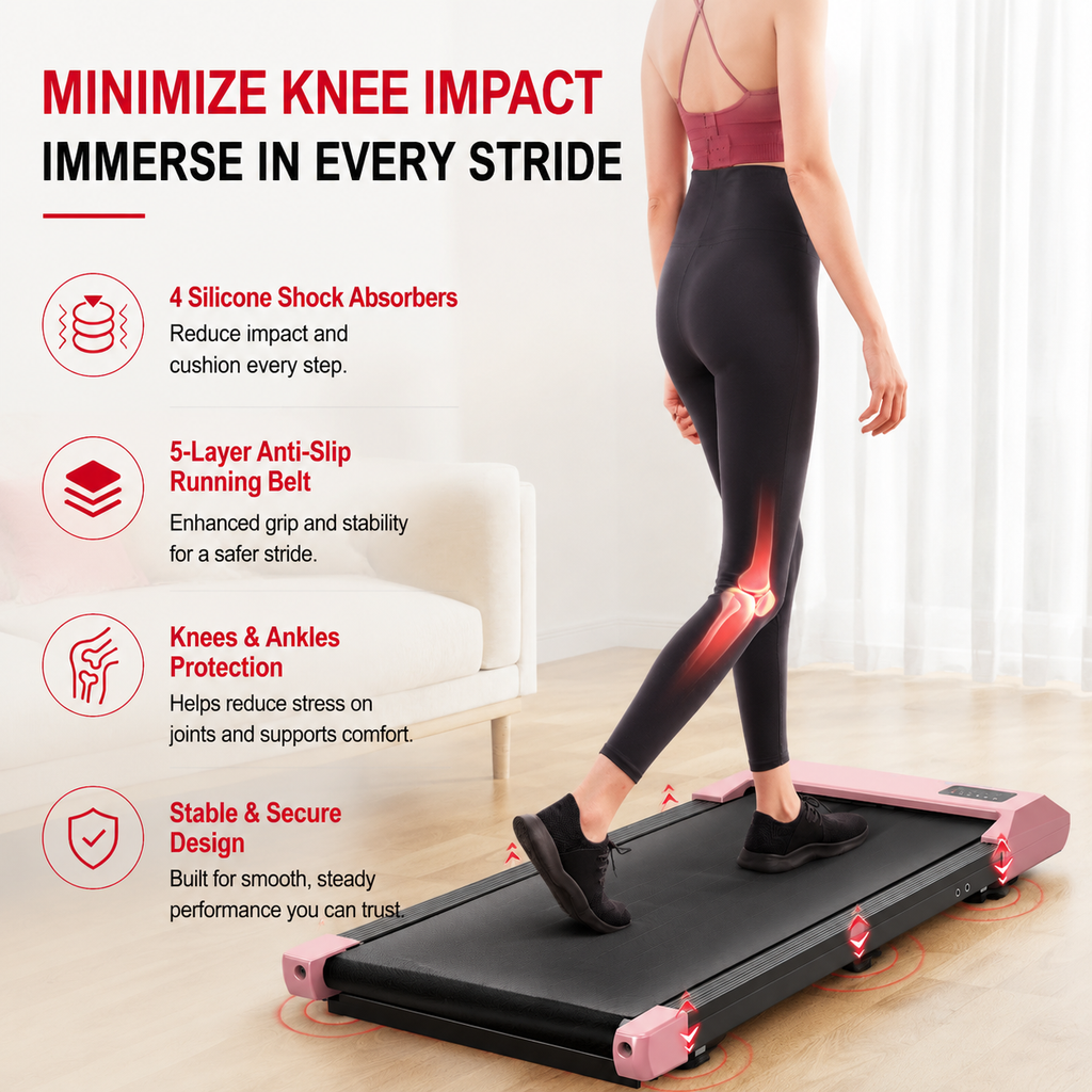 Premium 2-in-1 Walking Pad Treadmill Compact Under Desk Electric Treadmill 2.5HP Quiet Motor LED Display Bluetooth Portable Home Office Fitness Machine