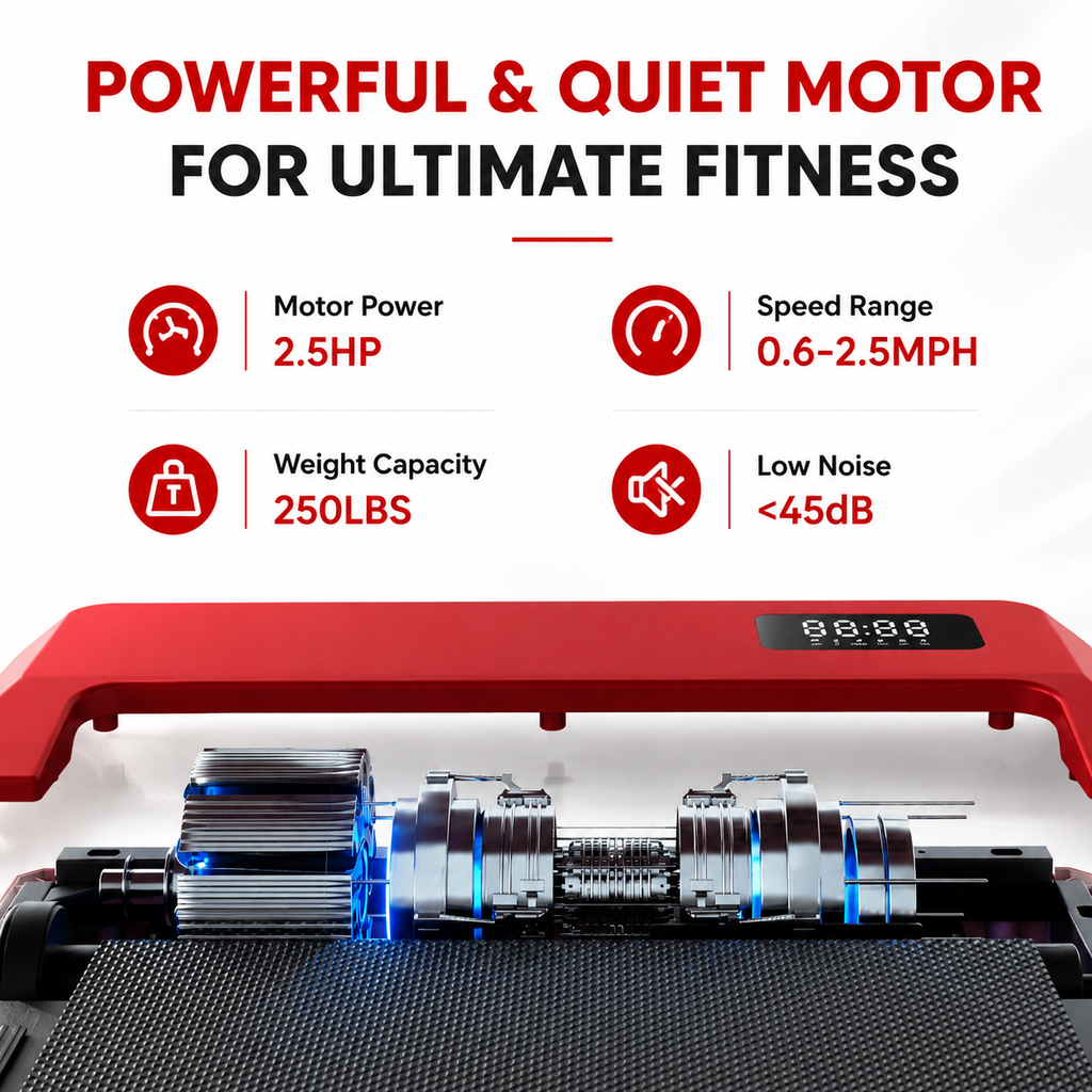 Premium 2-in-1 Walking Pad Treadmill Compact Under Desk Electric Treadmill 2.5HP Quiet Motor LED Display Bluetooth Portable Home Office Fitness Machine