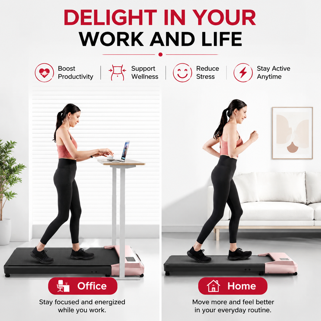 Premium 2-in-1 Walking Pad Treadmill Compact Under Desk Electric Treadmill 2.5HP Quiet Motor LED Display Bluetooth Portable Home Office Fitness Machine