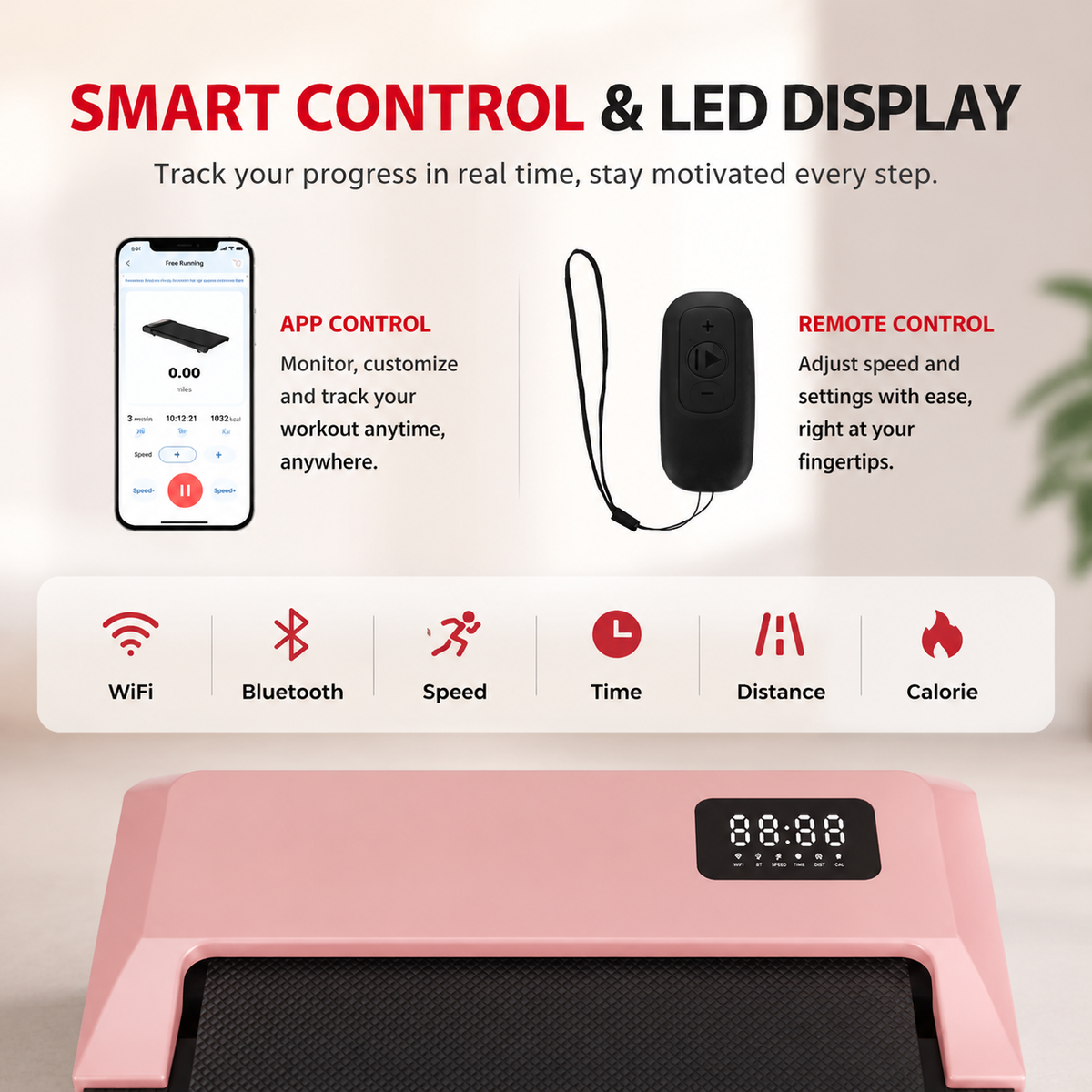 Premium 2-in-1 Walking Pad Treadmill Compact Under Desk Electric Treadmill 2.5HP Quiet Motor LED Display Bluetooth Portable Home Office Fitness Machine