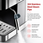 Premium 20 Bar Automatic Espresso Machine Dual Heating Stainless Steel Boiler Industrial Coffee Maker 850W Steam Wand Home Office Use Espresso System
