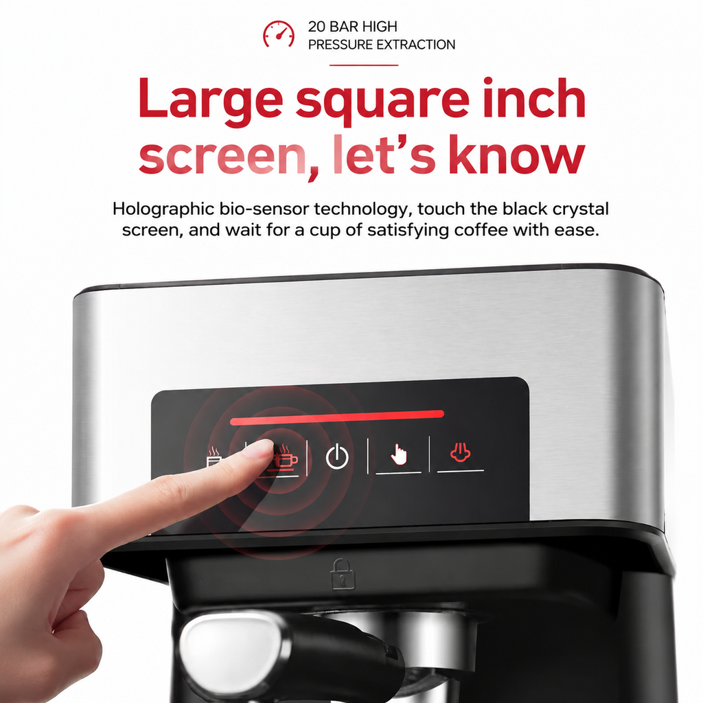 Premium 20 Bar Automatic Espresso Machine Dual Heating Stainless Steel Boiler Industrial Coffee Maker 850W Steam Wand Home Office Use Espresso System