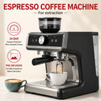 Premium 20 Bar Espresso Machine with Integrated Grinder 1450W Professional Barista Coffee Maker Conical Burr Grinder Steam Wand PID Temperature Control Home Use