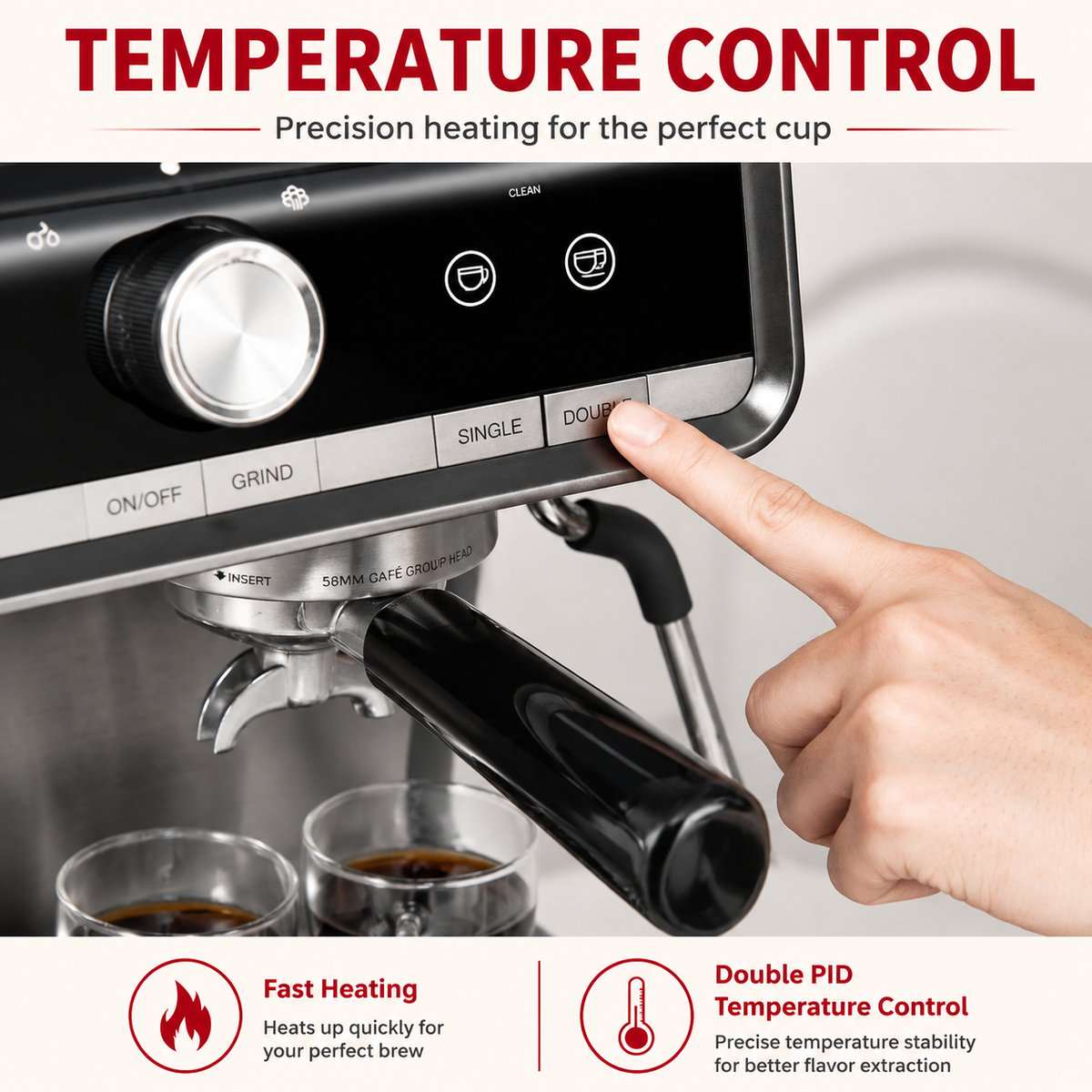 Premium 20 Bar Espresso Machine with Integrated Grinder 1450W Professional Barista Coffee Maker Conical Burr Grinder Steam Wand PID Temperature Control Home Use
