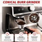 Premium 20 Bar Espresso Machine with Integrated Grinder 1450W Professional Barista Coffee Maker Conical Burr Grinder Steam Wand PID Temperature Control Home Use