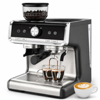 Premium 20 Bar Espresso Machine with Integrated Grinder 1450W Professional Barista Coffee Maker Conical Burr Grinder Steam Wand PID Temperature Control Home Use