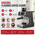 Premium 20 Bar Espresso Machine with Integrated Grinder 1450W Professional Barista Coffee Maker Conical Burr Grinder Steam Wand PID Temperature Control Home Use
