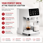 Premium 20 Bar Semi Automatic Espresso Machine 1350W Coffee Maker Stainless Steel 1.5L Water Tank Milk Frother One Touch Cleaning Home Office Use