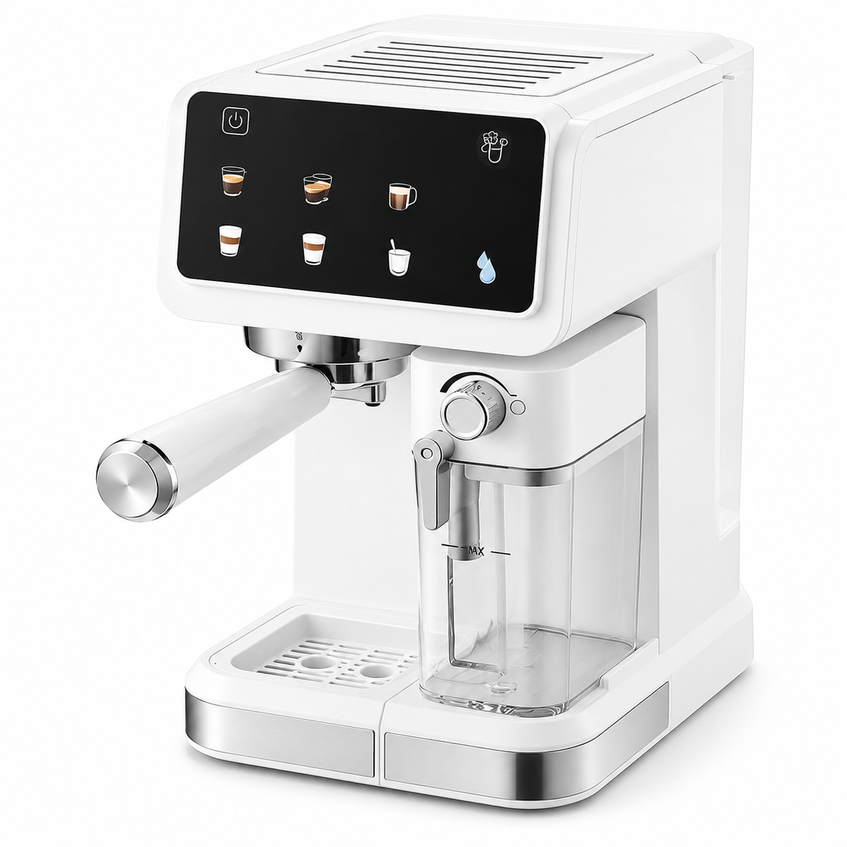Premium 20 Bar Semi Automatic Espresso Machine 1350W Coffee Maker Stainless Steel 1.5L Water Tank Milk Frother One Touch Cleaning Home Office Use