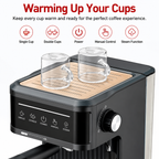 Premium 20 Bar Semi Automatic Espresso Machine 800W Cappuccino Coffee Maker Milk Frother Dual Cup 1.8L Water Tank Home Office Espresso Machine