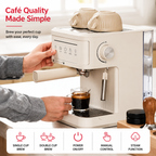 Premium 20 Bar Semi Automatic Espresso Machine 800W Cappuccino Coffee Maker Milk Frother Dual Cup 1.8L Water Tank Home Office Espresso Machine