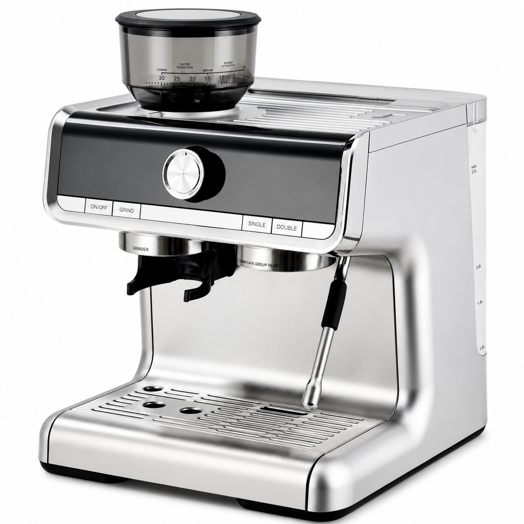 Premium 20 Bar Semi-Automatic Espresso Machine with Built-In Grinder 1450W Coffee Maker Conical Burr Grinder Steam Wand Espresso Latte Cappuccino Machine Home Use