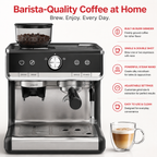 Premium 20 Bar Semi-Automatic Espresso Machine with Built-In Grinder 1450W Coffee Maker Conical Burr Grinder Steam Wand Espresso Latte Cappuccino Machine Home Use